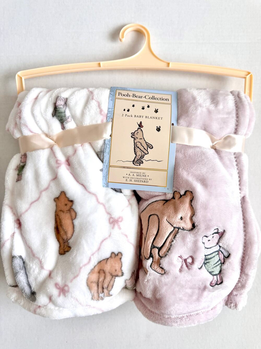 New Pooh Bear Collection Winnie The Pooh Pink 2 pc Baby Blanket 30" x 40"